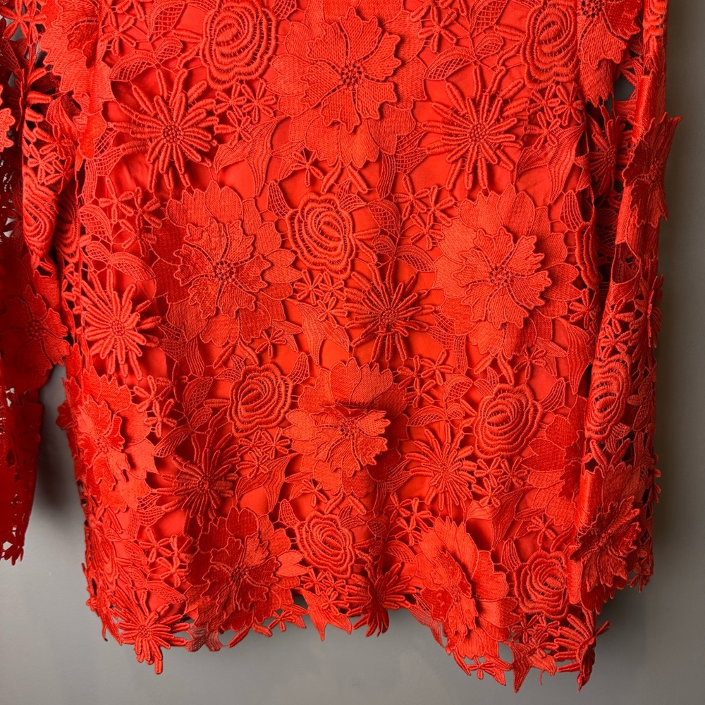 Tuckernuck Red Guipure Lace Faye Blouse XS - Picture 6 of 12